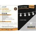 CATENA CATENARIA LUMINOSA 11 METRI PER 10 LAMPADINE LED E27 DA ESTERNO IP44