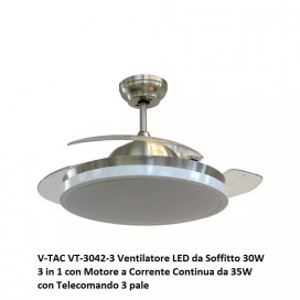 Ventilatore da soffitto 35W lampada Led 30W 3in1 con telecomando V-TAC VT-3042-3