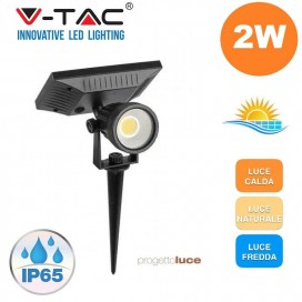 V-TAC VT-952 Faretto LED da Giardino con Picchetto e Pannello Solare 2W IP65