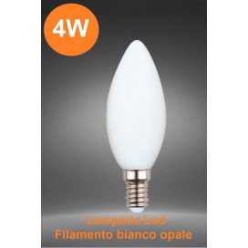 LAMPADINA LED E14 4W LAMPADA FILAMENTO CANDELA MILKY BIANCA OPALE