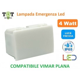 LAMPADA EMERGENZA LED 4W 400 LM 6500K IP65 COMPATIBILE VIMAR PLANA 3 MODULI