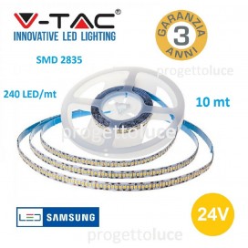 STRISCIA LED 1200LED V-Tac SMD Bobina 10mt Strip 2835 24V ALTA LUMINOSITA' IP20