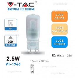 V-tac lampada lampadina led G9 2,5W - 20W luce calda ,naturale e fredda