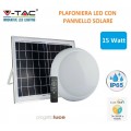 V-TAC Plafoniera LED Rotonda 15W con Pannello Solare Telecomando 3in1 IP65