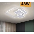 Lampadario Moderno Plafoniera LED 48W a soffitto a sospensione 3 quadrati Bianco