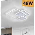 Lampadario Moderno Plafoniera LED 48W a soffitto a sospensione 3 quadrati Bianco