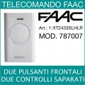 Telecomando 2 canali XT2 433MHz Bianco Rolling Code FAAC SLH LR