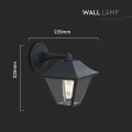 V-TAC LAMPADA DA GIARDINO IN VETRO LANTERNA WALL LAMP NERO DA MURO IP44