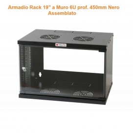ARMADIO RACK PENSILE A MURO NERO RAL9004 19" 6U 450MM