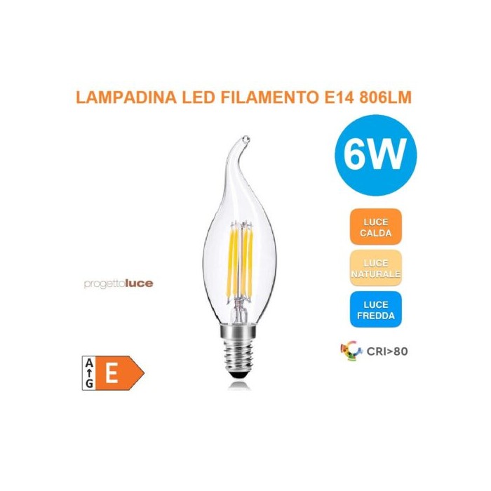 LAMPADINE A LED 7W LUCE FREDDA 6500K E14 FIAMMA