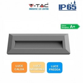 V-TAC VT-1162 FARETTO SEGNAPASSO LED RETTANGOLARE COLORE GRIGIO 3W ESTERNO IP65