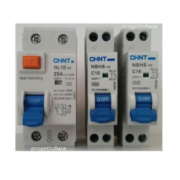 KIT CENTRALINO CHINT DIFFERENZIALE SALVAVITA 25A + 2 MAGNETOTERMICI 10A-16A 1 M.