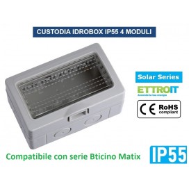 CUSTODIA CONTENITORE DA PARETE IDROBOX 4 MODULI IP55 COMPATIBILE BTICINO MATIX