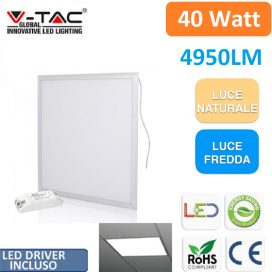V-TAC VT-6060 PANNELLO LED MONTAGGIO A INCASSO 60X60 40W SMD CON DRIVER INCLUSO