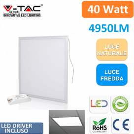 PANNELLO PLAFONIERA A INCASSO A TETTO LED 40W DRIVER INCLUSO V-TAC VT6060 60X60