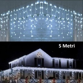 Stringa Tenda Luminosa luci Led Natale da Esterno 120 luci 5 Mt Professionale