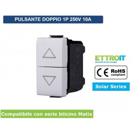 Pulsante Doppio Saliscendi per Tapparelle 1P+1P 16A Bianco Compatibile Matix