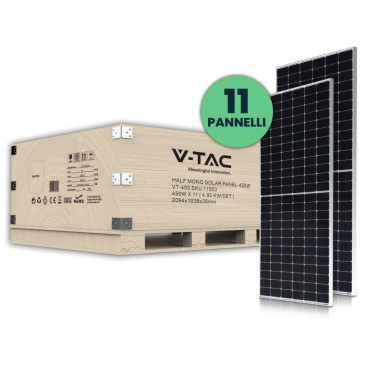 Kit fotovoltaico 4.95KW set 11pz Pannello solare fotovoltaico 450W 1500V alluminio e vetro temperato IP68