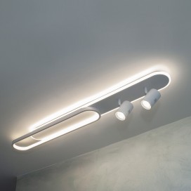 Plafoniera LED 50W luce indiretta lampada soffitto 4000lm 2 faretti SPOT GU10
