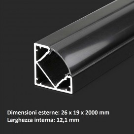 4 Pezzi V-TAC Profilo in Alluminio Angolare Colore Nero per Strip LED 2 METRI