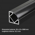 4 Pezzi V-TAC Profilo in Alluminio Angolare Colore Nero per Strip LED 2 METRI