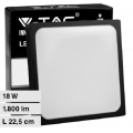 V-TAC Plafoniera LED Quadrata 18W Colore Nero Luce Calda, Naturale, Fredda IP44