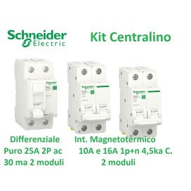 KIT CENTRALINO SCHNEIDER DIFFERENZIALE SALVAVITA 25A + 2 MAGN. 10A -16A 2 MODULI