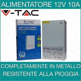 Alimentatore V-Tac Trasformatore 12V da 10A 120W Strisce LED Strip IP45 