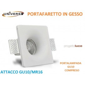 PORTAFARETTO AD INCASSO IN GESSO VERNICIABILE A SCOMPARSA PER LAMPADE GU10 MR16