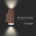 APPLIQUE LED DOPPIA EMISSIONE MURO GU10 ALLUMINIO CORTEN ESTERNO IP65 V-TAC