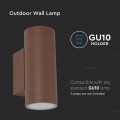 APPLIQUE LED DOPPIA EMISSIONE MURO GU10 ALLUMINIO CORTEN ESTERNO IP65 V-TAC