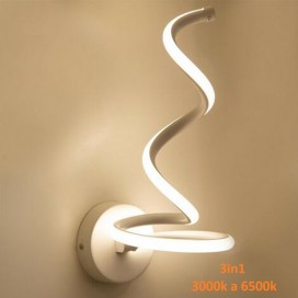 Applique LED moderno lampada da parete curva spirale 12W luce camera letto 3in1
