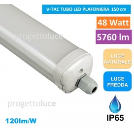 V-TAC TUBO LED PLAFONIERA 48W LAMPADA 150CM IMPERMEABILE ESTERNO IP65 VT-1574