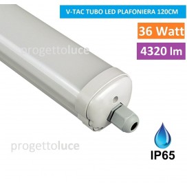 V-TAC TUBO LED PLAFONIERA 36W LAMPADINA 120CM IMPERMEABILE ESTERNO IP65 VT-1249
