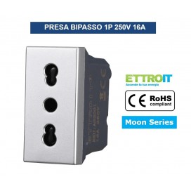 PRESA BIPASSO 1P 2+T 16A 250V SILVER COMPATIBILE BTICINO SERIE AXOLUTE