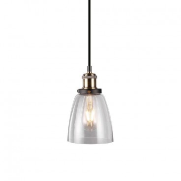 Lampadario LED Vintage in Vetro e Metallo con Portalampada E27 Colore Trasparente
