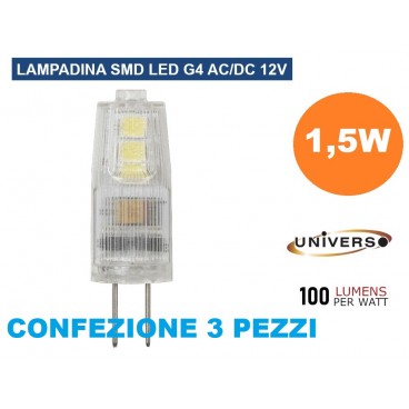 LAMPADINA LED ATTACCO G4 AC/DC 12V POTENZA 1.5W - 150 LUMEN - 3000K 4000K 6500K