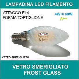 LAMPADINE LED E14 4W OLIVA E FIAMMA LED TORTIGLIONE LAMPADA VETRO SMERIGLIATO 