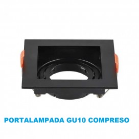 PORTA FARETTO QUADRATO FISSO DA INCASSO PER LAMPADINE GU10 E MR16 NERO