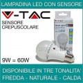 LAMPADA LAMPADINA LED SENSORE CREPUSCOLARE 9W AUTOMATICA FREDDA CALDA NATURALE