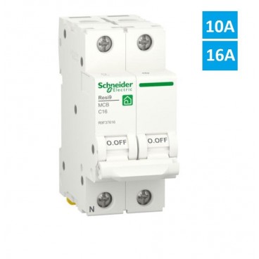 SCHNEIDER Interruttore Magnetotermico 10A o 16A 1P+N 4,5KA C 2 moduli Guida Din