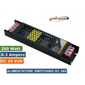 ALIMENTATORE SLIM METALLICO STABILIZZATO SWITCHING TRIMMER 220V 24V 8.3A - 200W