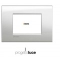 Bticino Living Light placca LNA4803GL 3p (3 posti - moduli) Argento Lunare