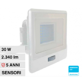 V-TAC VT-138S FARO SMD LED SAMSUNG 30W IP65 SENSORE DI MOVIMENTO E CREPUSCOLARE