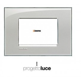 BTICINO LIVINGLIGHT LNA4803KG PLACCA QUADRA 3 MODULI GRIGIO GHIACCIO