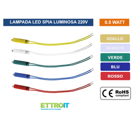 LAMPADINA SPIA LED 0.5W 220V PER RETROILLUMINAZIONE MODULI COMPATIBILE BTICINO SERIE LIVING