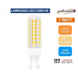 MINI LAMPADINA CORN TUBOLARE LED SMD 2835 G9 7W WATT 820 LUMEN 3000K 4000K 6500K