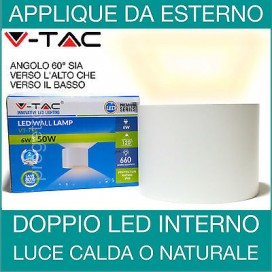 Applique led per esterni doppia luce regolabile 6w luce naturale lampada parete