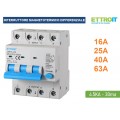 INTERRUTTORE MAGNETOTERMICO DIFFERENZIALE SALVAVITA PER BARRA DIN 4 MODULI 3P+N 415V 30mA 4.5KA