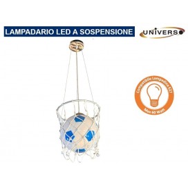 LAMPADARIO A SOSPENSIONE A FORMA CANESTRO BASKET CON PALLONE ATTACCO E27 MAX 60W